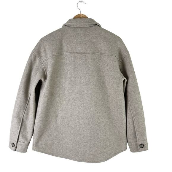 AVEC LES FILLES Button Front Boyfriend Shacket in Beige Oat Melange, Size Small - Picture 11 of 14